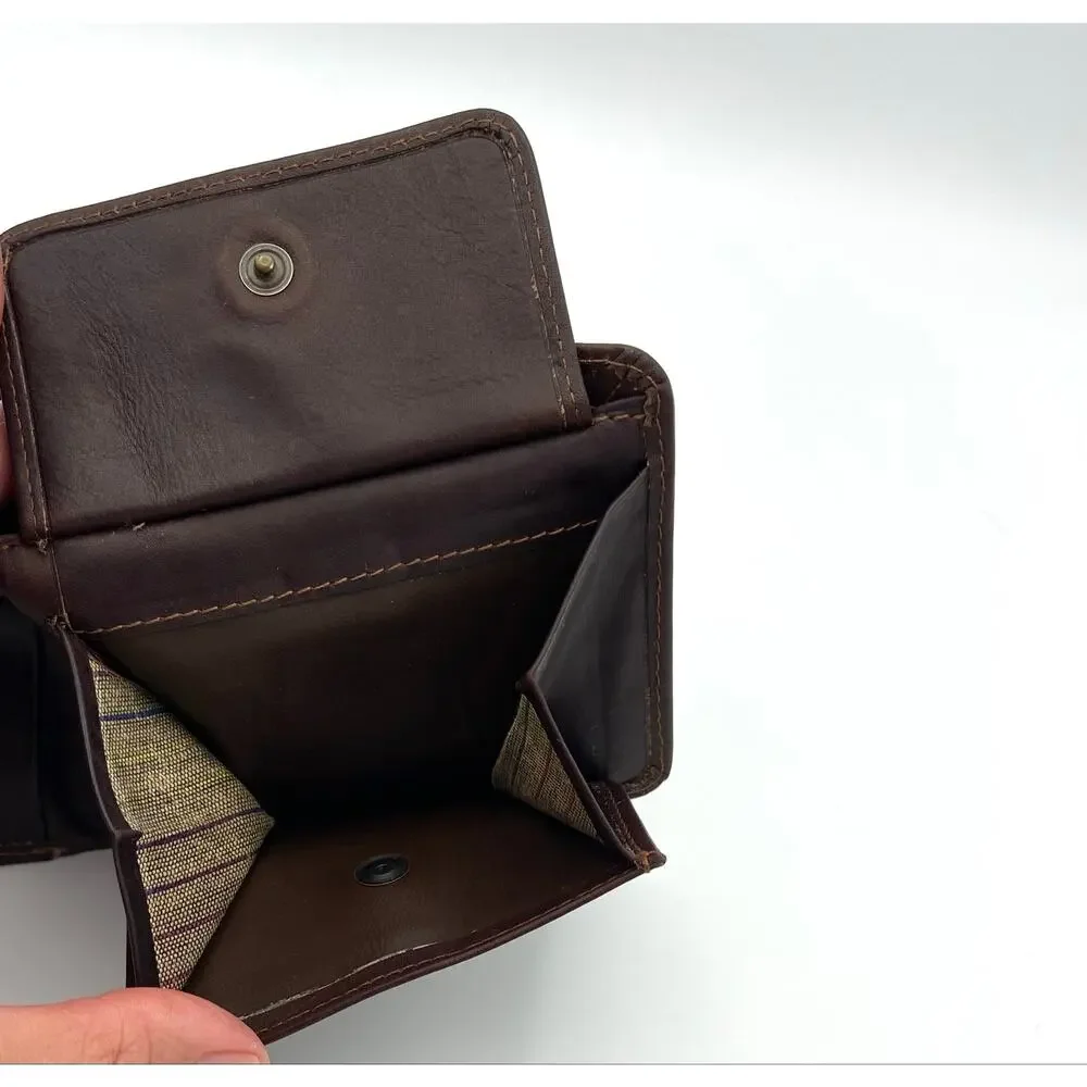 Vintage Liz Claiborne Mens Leather Wallet Dark Brown Bi Fold Like New